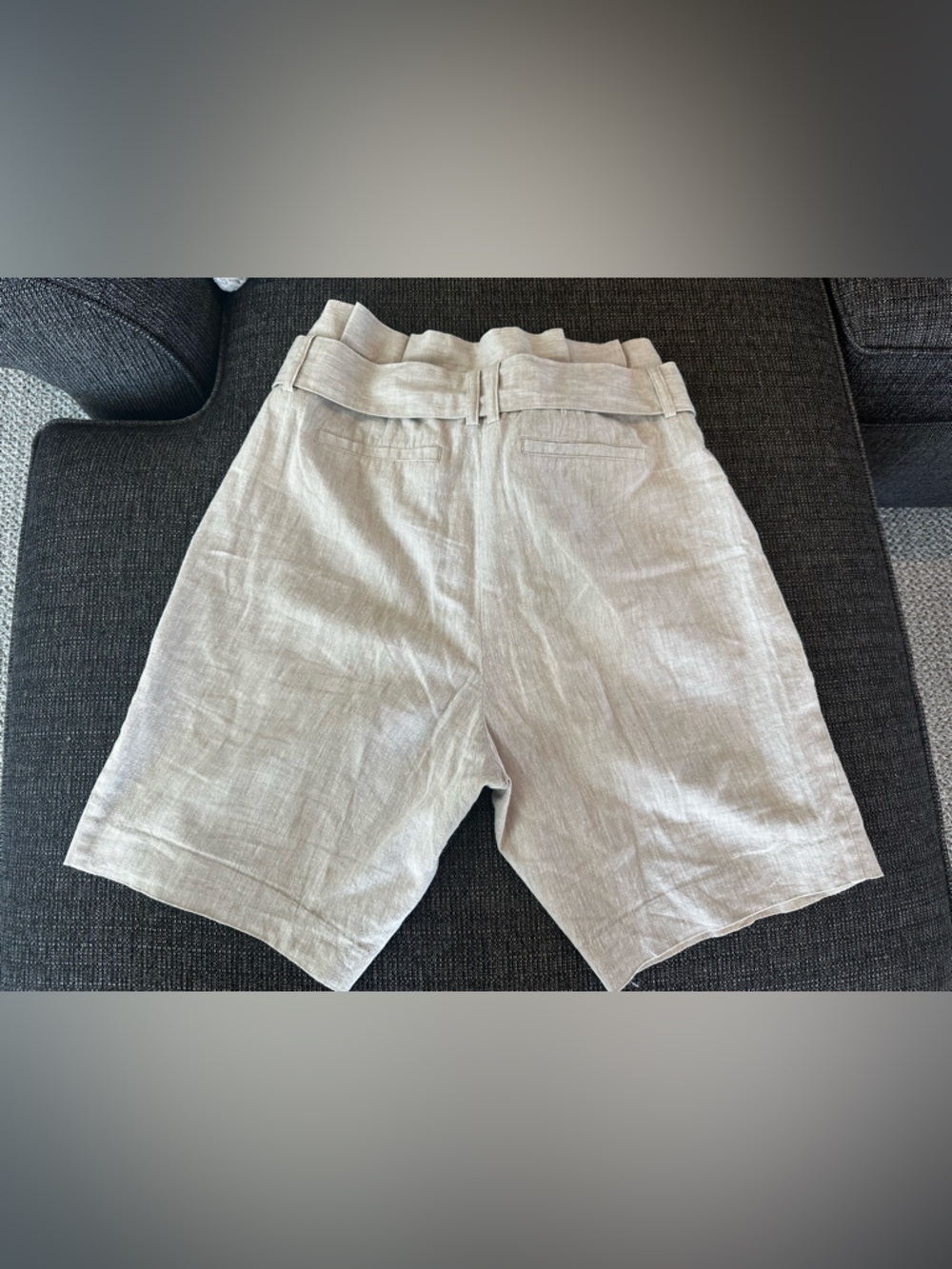 Boden High-Waist Paperbag Linen Shorts in Light Beige - Picture 2 of 4
